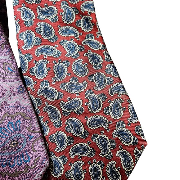 Lot of 3 Oscar De La Renta Silk Tie Necktie Paisley Design Mens Neckwear Classic - Picture 9 of 13